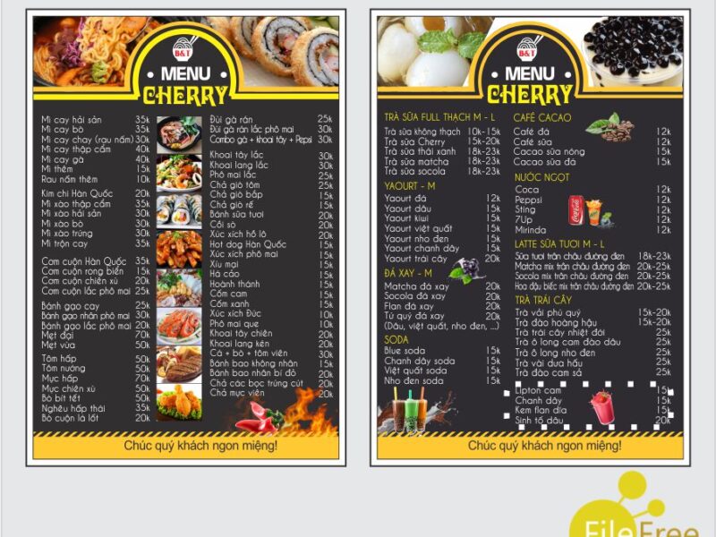 Tải file thiết kế menu file corel