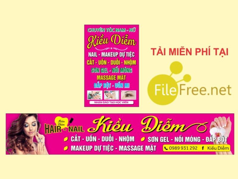 Chia sẻ file thiết kế bảng hiệu nail – tóc Corel 12