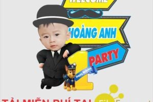 Bảng tên chibi sinh nhật bé trai siêu cute file corel miễn phí