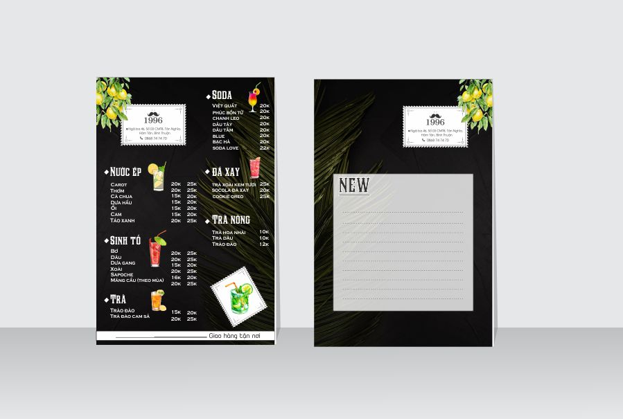 Chia sẻ file thiết kế menu tông màu đen