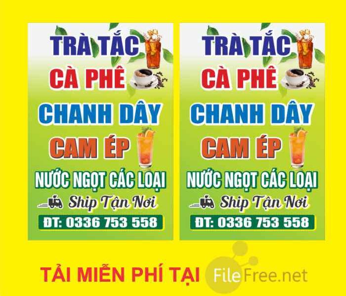 Bảng hiệu chân đứng quán nước tải miễn phí