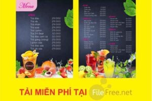 TẢI MENU QUÁN COFFEE FILE COREL MIỄN PHÍ