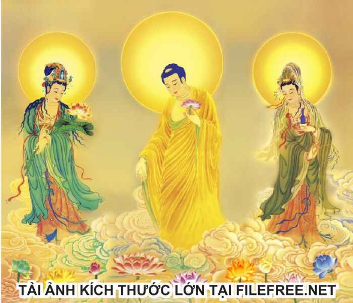 Ảnh Phật Tây Phương Tam Thánh kích thước lớn in ấn