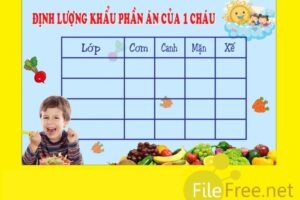 Bảng định lượng khẩu phần ăn của bé file corel miễn phí