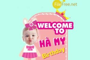 Bảng thông tin sinh nhật bé gái vector file corel