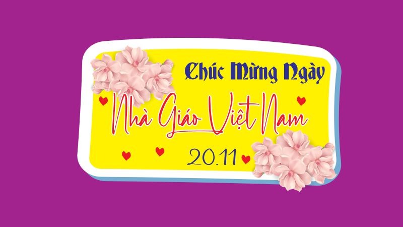 Mẫu tem chúc mừng ngày nhà giáo Việt Nam tông màu vàng