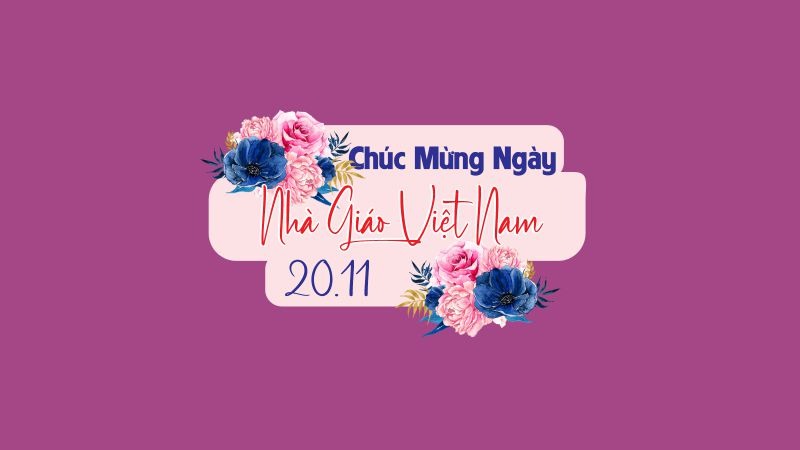 Mẫu tem chúc mừng ngày nhà giáo Việt Nam tông màu hồng nhạt