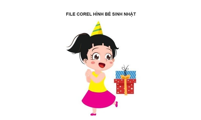 Vector bé gái sinh nhật